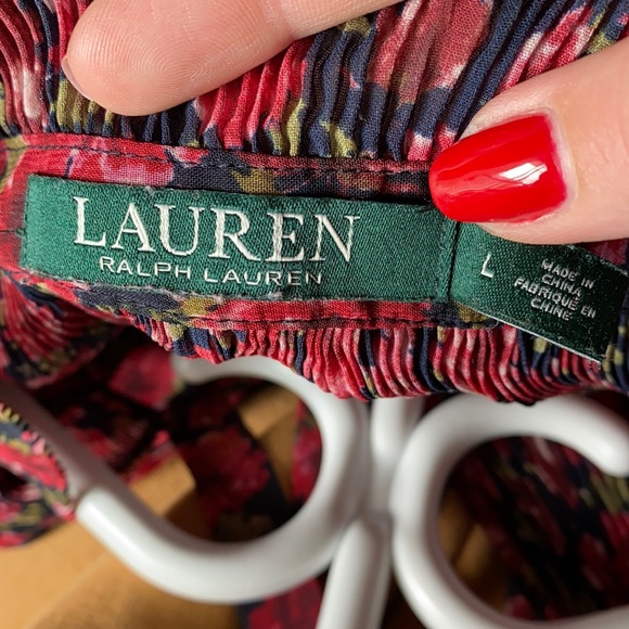 Ralph Lauren Blouse Floral Full Sleeve Tie Collar - Picture 2 of 5